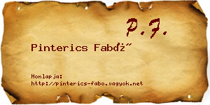 Pinterics Fabó névjegykártya
